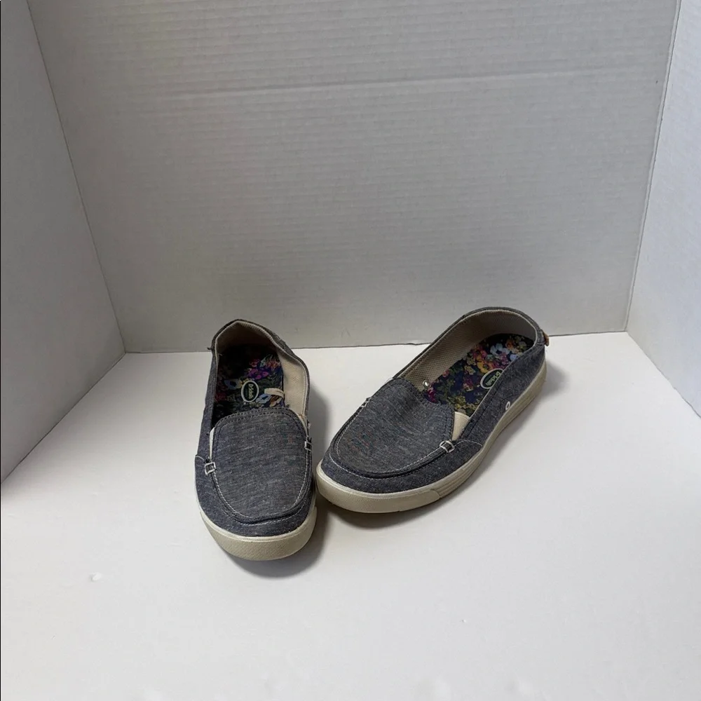 Dr. Scholl's Waverly Denim Blue Gray Slip-On Shoes 8 1/2 Good Used Condition